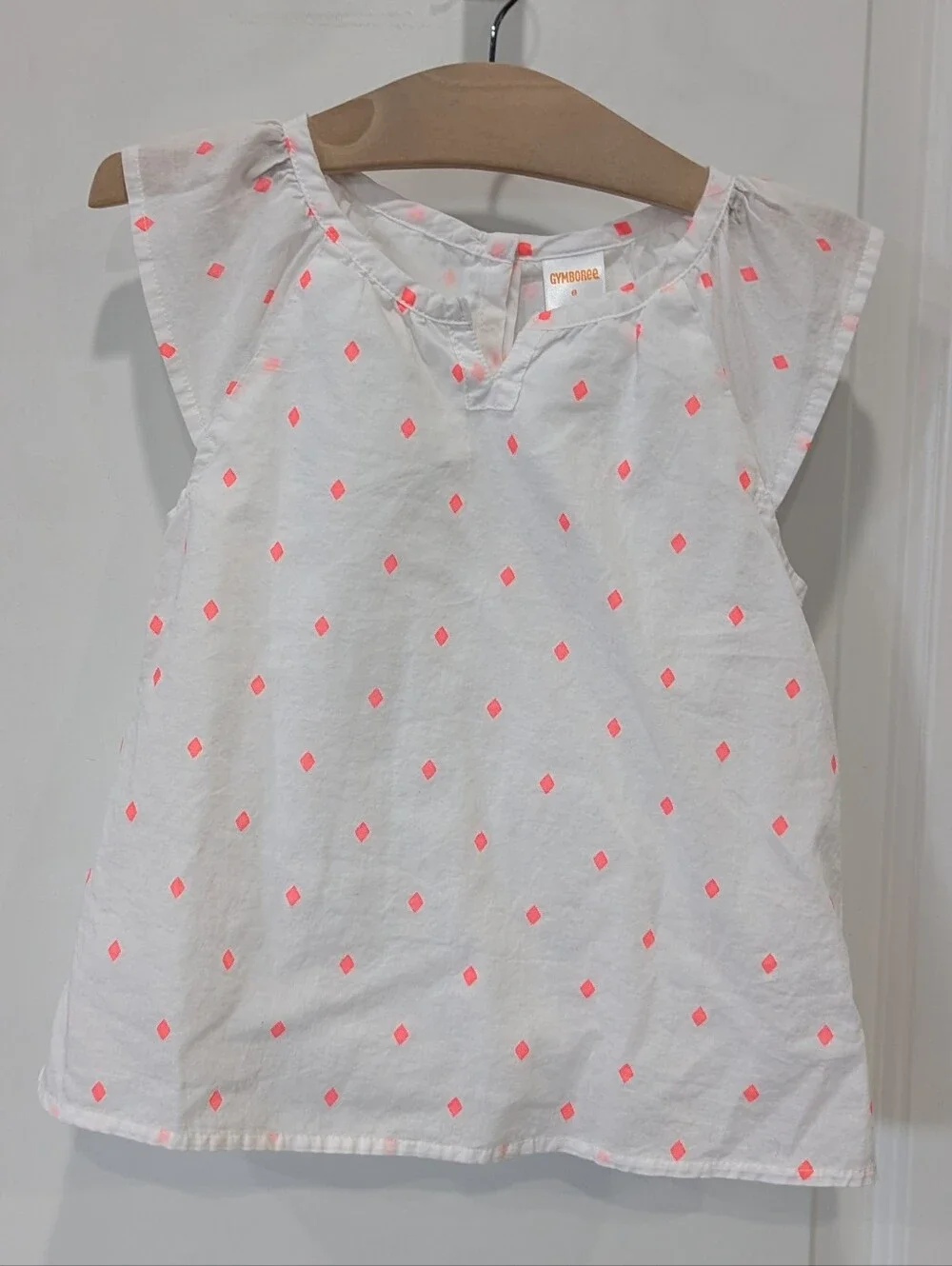 Gymboree Kids Cotton Blouse White Pink Spring Summer Girls Size 6